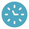 teal icon of a clock face